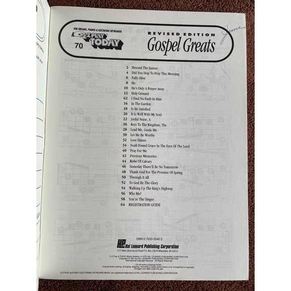 Gospel Greats Sheet Music Book E-Z Play Beginner Organ Piano Keyboards Guitar - Picture 2 of 4